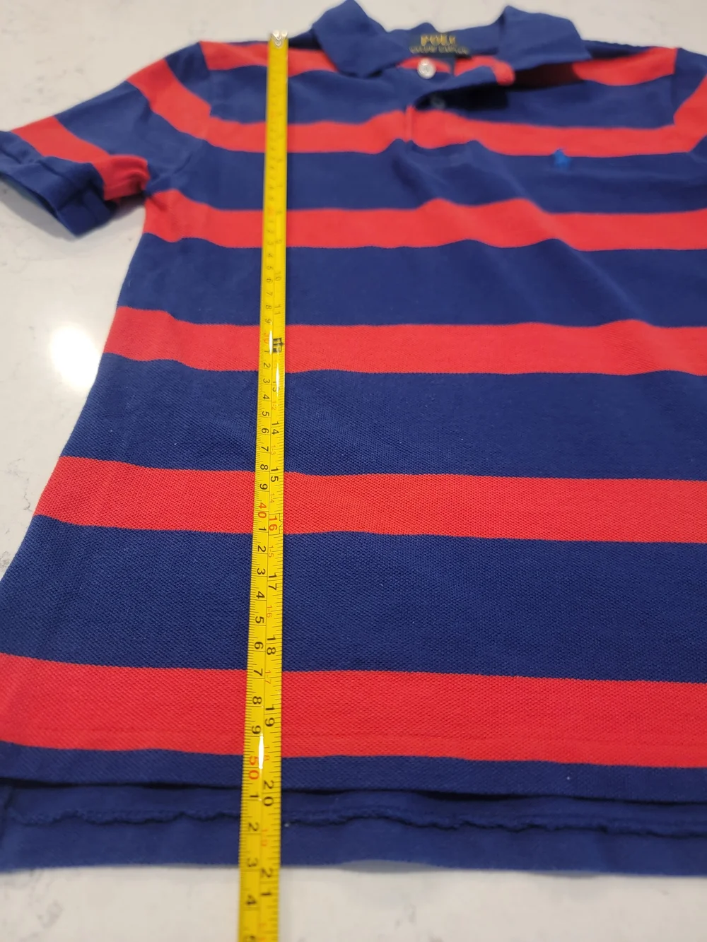Polo Ralph Lauren Boys Size 8 Red Navy Stripe Cotton Polo Shirt Preppy kid BTS